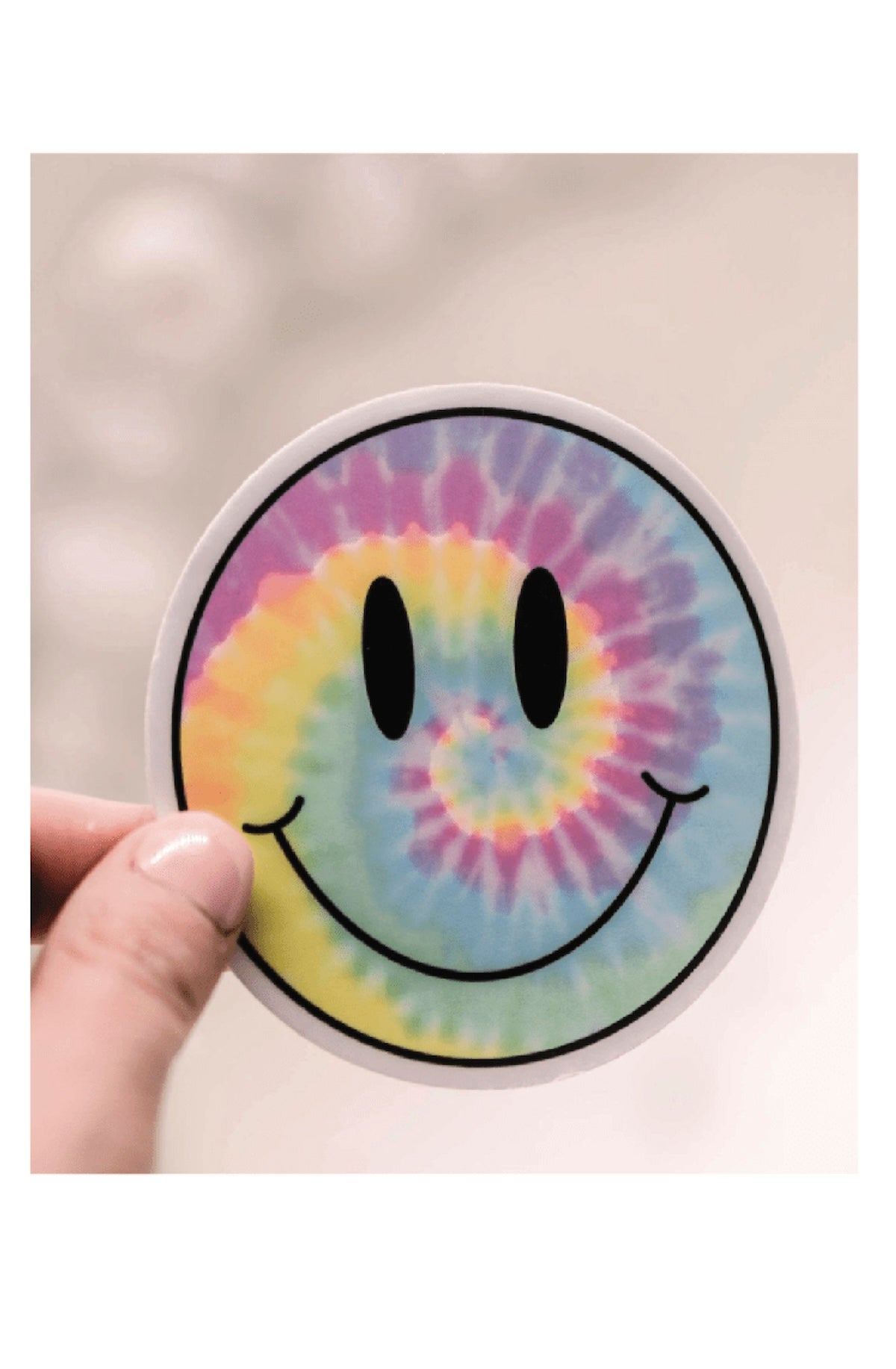 Groovy Tie Dye Smiley Face Vinyl Sticker – Waterproof & Durable 3x3in Decal for Laptops, Water Bottles & More! ✨ - Foxy’s