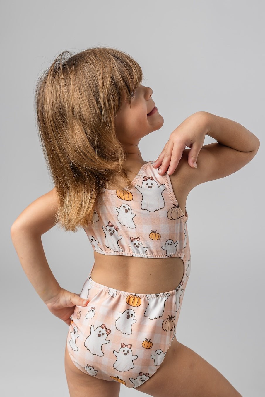 Halloween Boo-Kin Patch Unitard for Girls Gymnastics & Dance