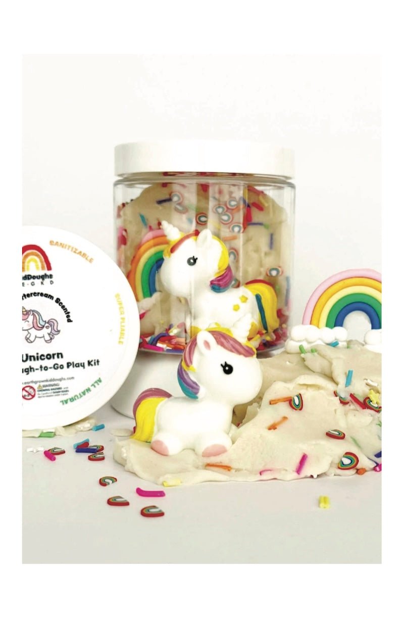 Unicorn KidDough Mini Play Set - Vanilla Buttercream Scented Dough, Rainbow Accessories, Sensory Fun! - Foxy’s