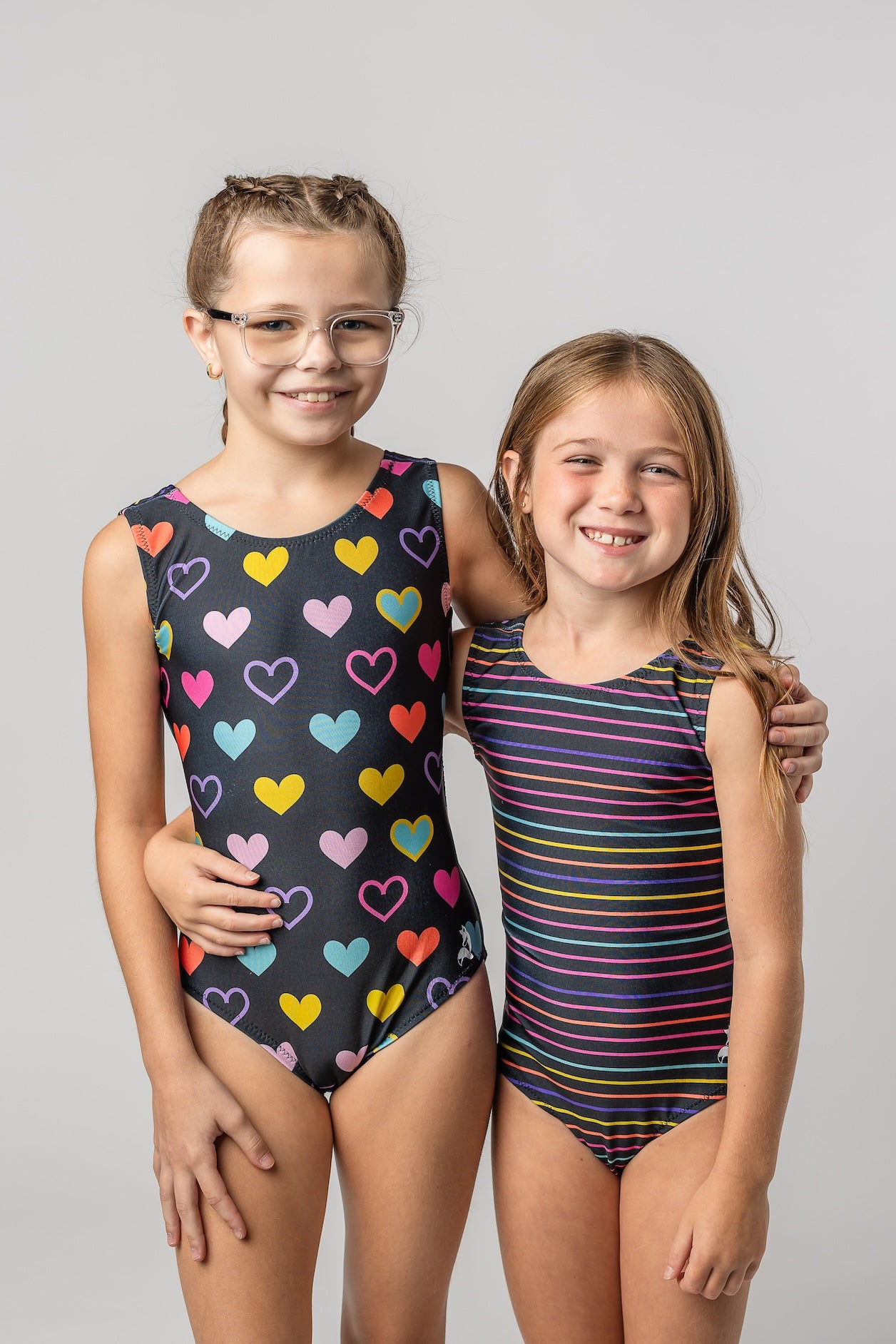 hearts and stripes vice versa gymnastics leotards for besties
