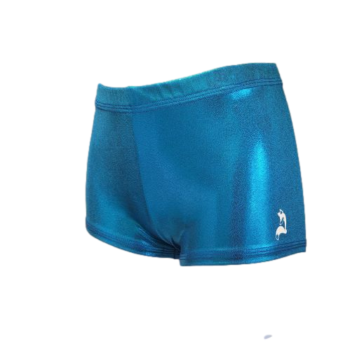 bright teal shorts for gymnastics or dance
