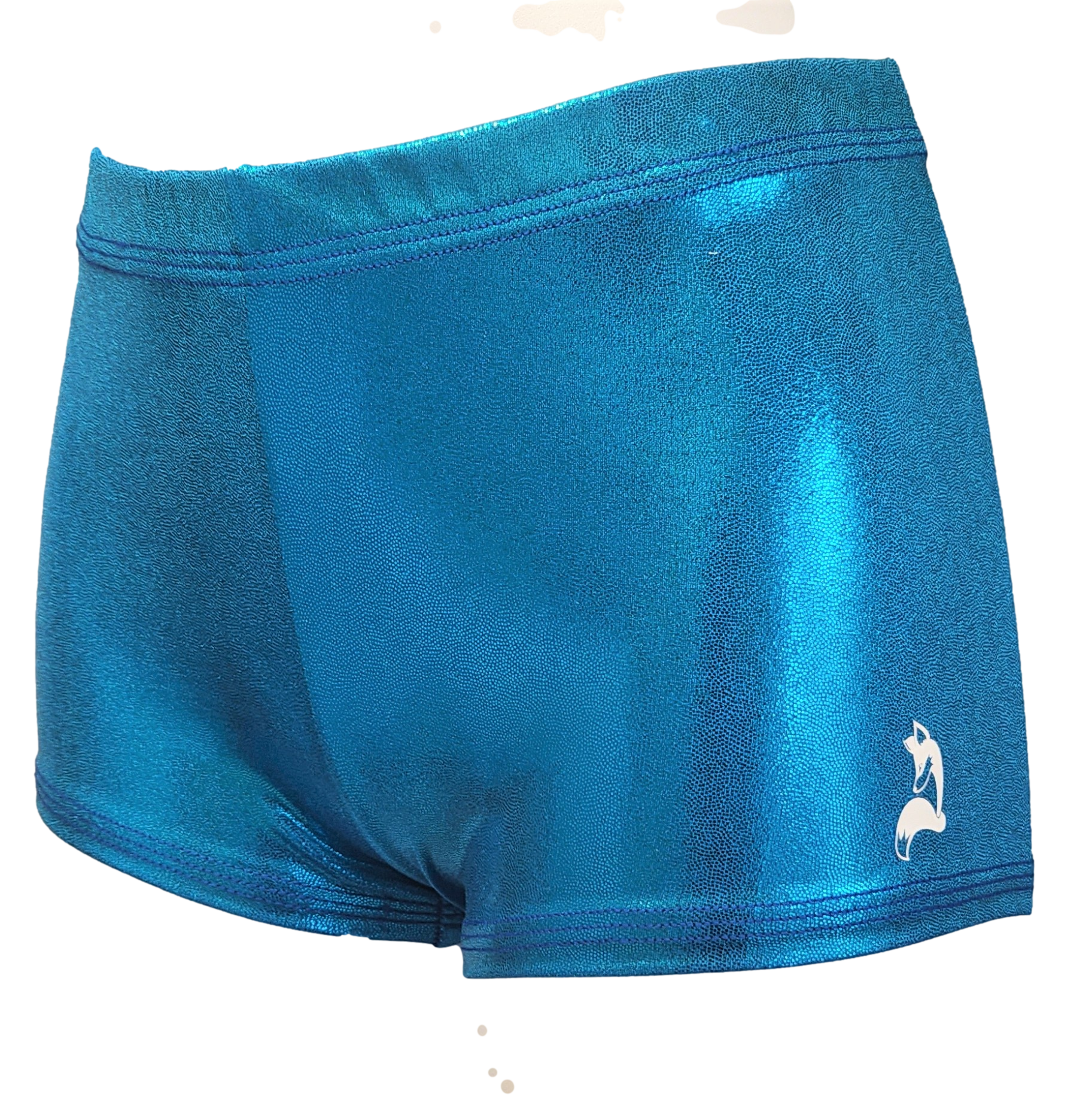 Bright teal athletic shorts for gymnastics