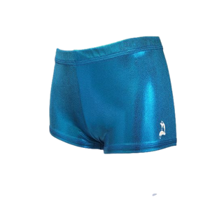 bright teal shorts for gymnastics or dance