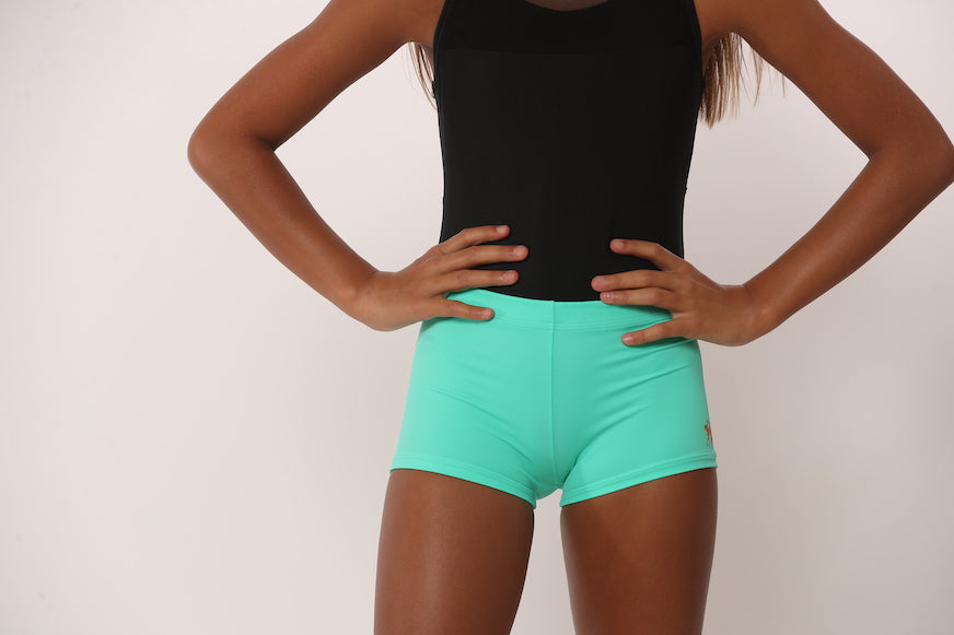mint green gym shorts for gymnastics dance cheer volleyball and more